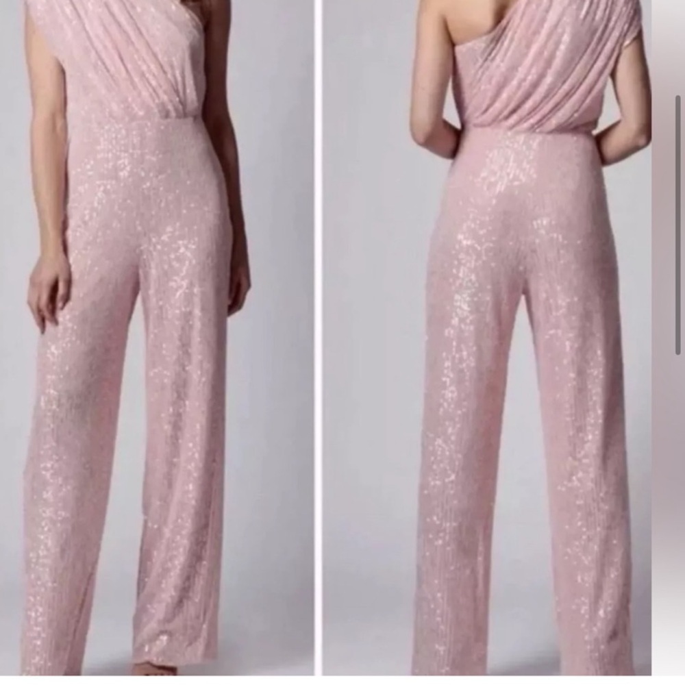 NWT | JAYGODFREY Pink Full-Length One-Shoulder Jumpsuit Size 10 - Picture 7 of 12